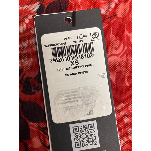 Guess Women's Cherry Print Eco Aida Mesh Short Sleeve Crewneck Dress Size XS NWT - Picture 4 of 5